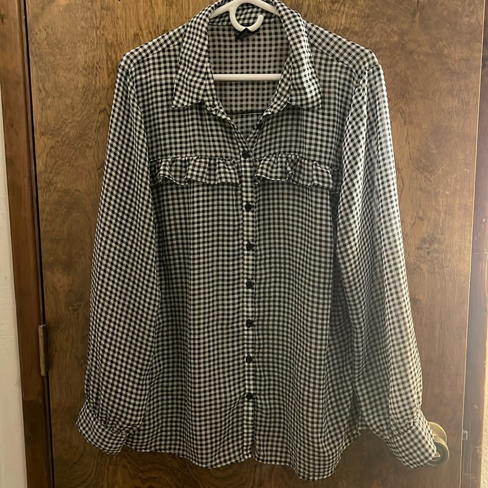 Torrid Size 2 Partially See Through Checkered Rockabilly Button Up